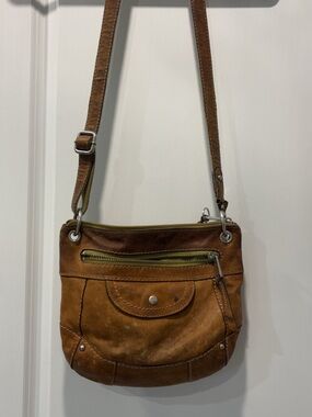 Fossil Tan Brown Leather Crossbody Bag